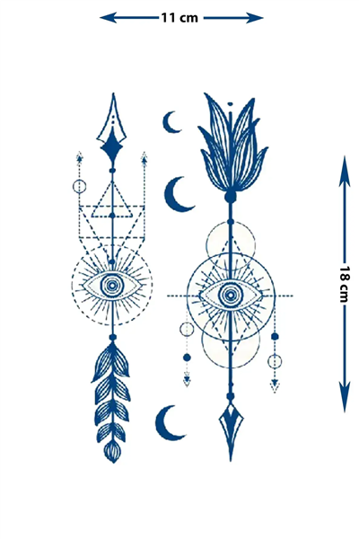 Mistik Ay Fazları ve Geometrik Göz Dövme - Yarı Kalıcı / 1 Ay Kalıcı Tattoo