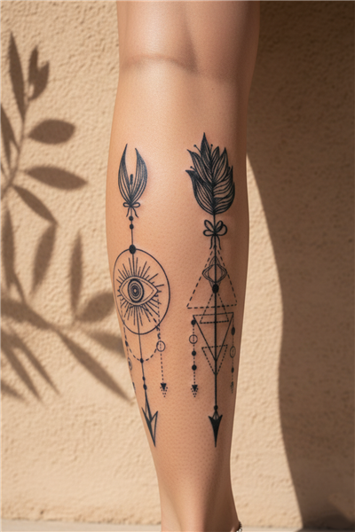 Mistik Göz ve Geometrik Ok Dövme Seti - Yarı Kalıcı / 1 Ay Kalıcı Tattoo