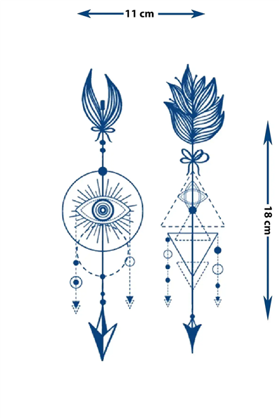 Mistik Göz ve Geometrik Ok Dövme Seti - Yarı Kalıcı / 1 Ay Kalıcı Tattoo