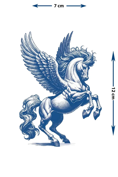 Mitolojik Pegasus Kanatlı At Yarı Kalıcı Dövme / 1 Ay Kalıcı - Efsanevi ve Özgürlük Temalı Geçici Dövme