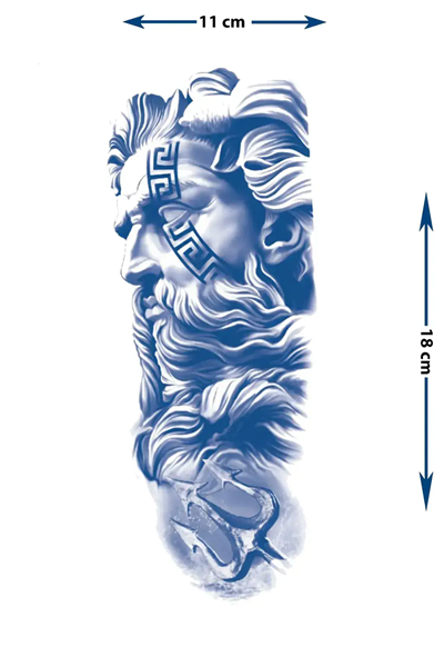 Mitolojik Tanrı Dövmesi – Poseidon & Zeus Esintili Tasarım 1 Ay Kalıcı & Yarı Kalıcı Dövme