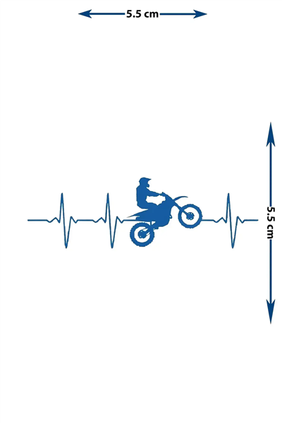 Motosiklet ve Kalp Atışı (Lifeline) Yarı Kalıcı Dövme / 1 Ay Kalıcı - Motor Tutkunları İçin Minimalist Geçici Dövme