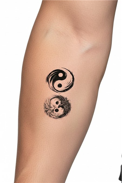Yin Yang ve Anka Kuşu Geçici Dövme: Spiritüel Denge Temalı Siyah Tattoo