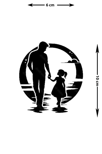 Baba ve Kız Silüeti Geçici Dövme - Anlamlı Aile Tasarımı