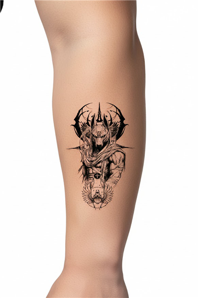 Antik Mısır Anubis Geçici Dövme - Mitolojik ve Güçlü Tasarım