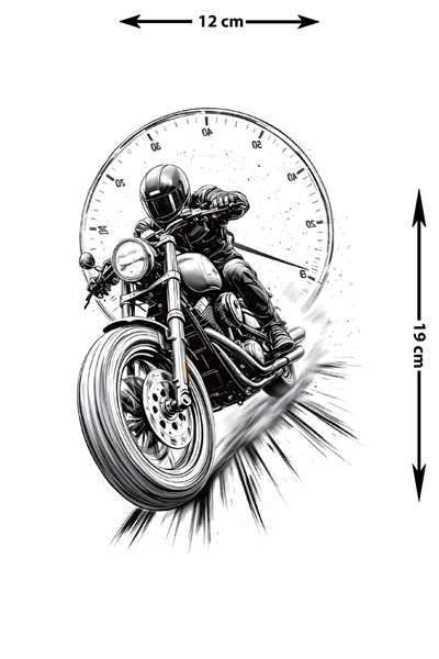 Motosikletli Hız Geçici Dövme | Gerçekçi Motorcu ve Kronometre Kol Bacak Dövmesi 
