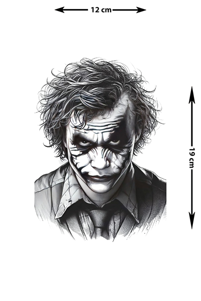 Joker Yüz Geçici Dövme | Gerçekçi Siyah Beyaz Suikastçi Kol Bacak Dövmesi
