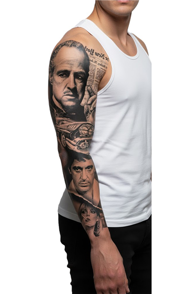 Godfather Vito & Michael Sleeve Geçici Dövme | Mafya Efsanesi Half Sleeve