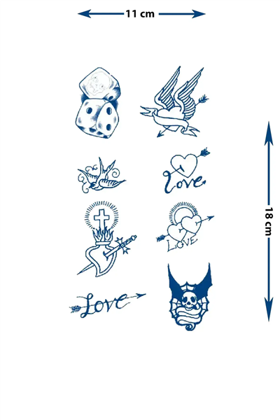 Old School Retro Karma Dövme Seti - Yarı Kalıcı / 1 Ay Kalıcı Tattoo