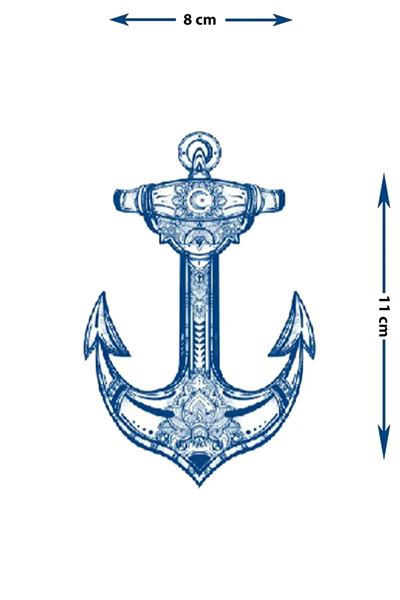 Ornamental Çapa ve Denizci Motifli Sanatsal Vücut Dövmesi - 1 Ay Kalıcı / Yarı Kalıcı