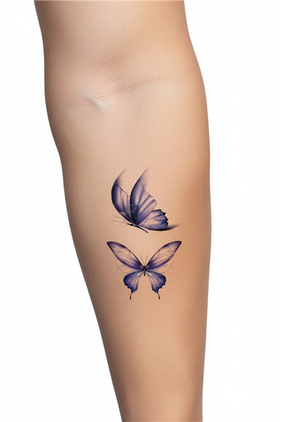 Mor Kelebek Geçici Dövme: 3D Görünümlü ve Renkli Tattoo Seti