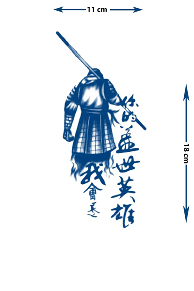 Samurai Dövme – Japon Savaşçı Katana Tasarım – Yarı Kalıcı/1 Ay Kalıcı Dövme