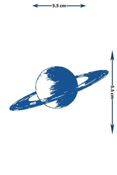 Satürn Gezegeni Yarı Kalıcı Dövme / 1 Ay Kalıcı - Astronomi ve Uzay Temalı Minimalist Geçici Dövme