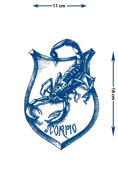 Scorpio Akrep Burcu ve Kalkan Figürlü Dövme - Yarı Kalıcı / 1 Ay Kalıcı Tattoo