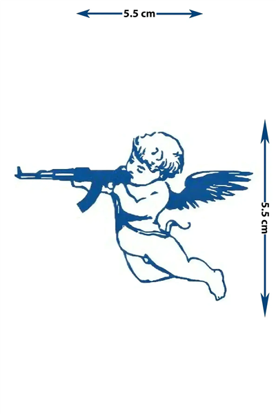 Silahlı Melek (Cupid) Yarı Kalıcı Dövme / 1 Ay Kalıcı - İronik ve Asi Sanat Temalı Geçici Dövme