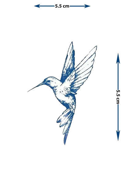 Sinek Kuşu (Hummingbird) Yarı Kalıcı Dövme / 1 Ay Kalıcı - Özgürlük ve Enerji Temalı Geçici Dövme