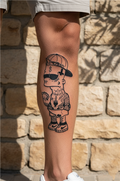 Street Art Bart Simpson Dövmesi – Pop Art & Alternatif Tasarım 1 Ay Kalıcı Dövme