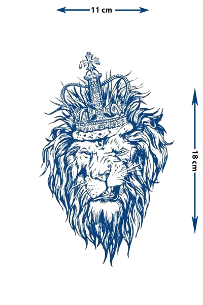Taçlı Aslan Kral Omuz Dövmesi - Yarı Kalıcı / 1 Ay Kalıcı Tattoo