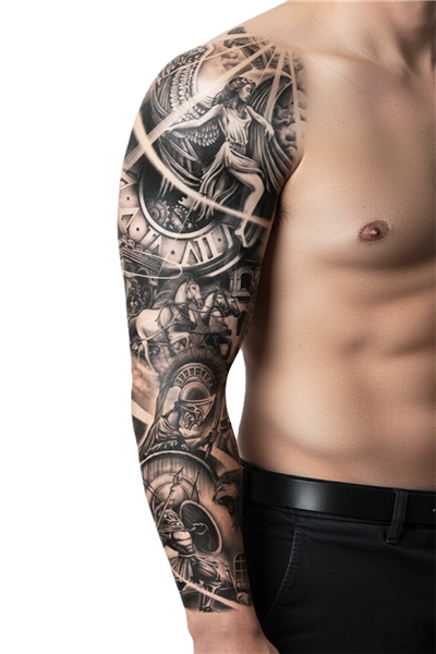 Roma Zafer Tanrıçası Sleeve Geçici Dövme | Nike Victoria Colosseum Gladyatör Aslan Epik Tasarım