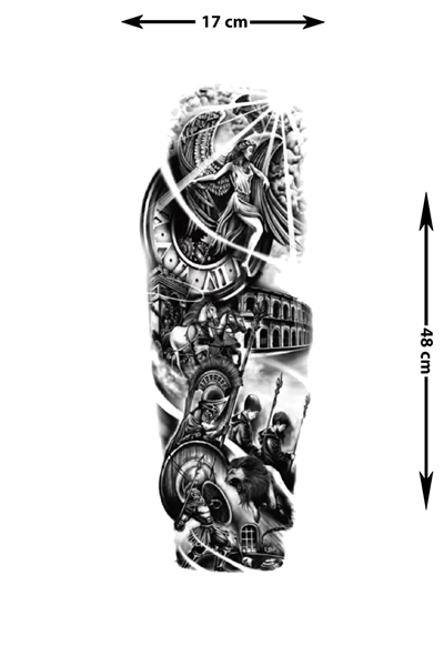 Roma Zafer Tanrıçası Sleeve Geçici Dövme | Nike Victoria Colosseum Gladyatör Aslan Epik Tasarım
