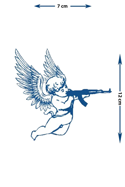 Tüfekli Melek (Cupid) Yarı Kalıcı Dövme / 1 Ay Kalıcı - Marjinal ve Pop Art Temalı Geçici Dövme