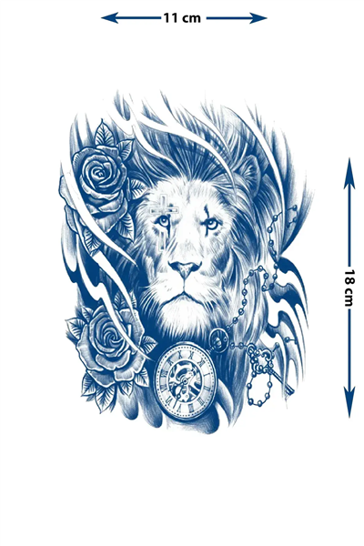 Vakur Aslan, Roma Rakamlı Saat ve Gül Detaylı Mistik Tattoo - Yarı Kalıcı / 1 Ay Kalıcı