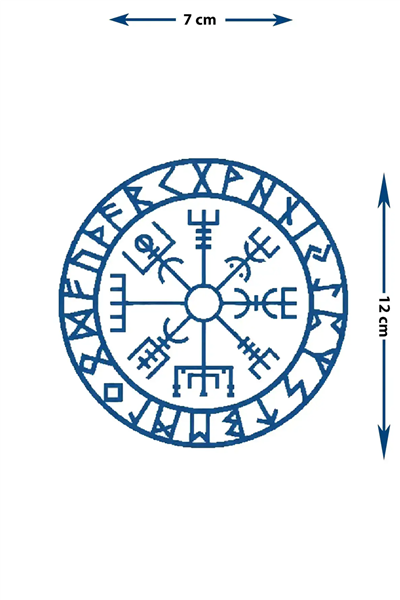 Viking Pusulası Vegvisir ve Rünik Alfabe Yarı Kalıcı Dövme / 1 Ay Kalıcı - İskandinav Mitolojisi Geçici Dövme
