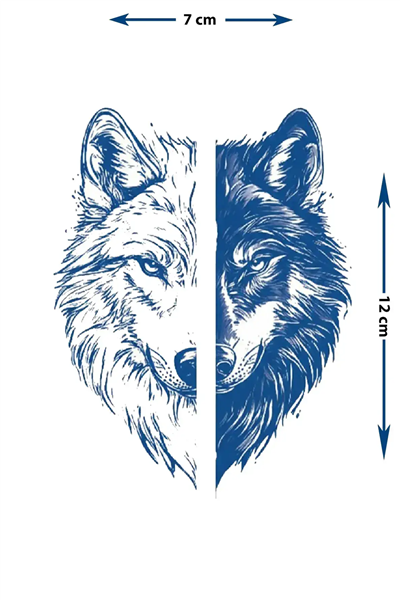 Wolf Brotherhood Göktürkçe Türk Yarı Kalıcı Dövme / 1 Ay Kalıcı - Kurt Temalı ve Mitolojik Geçici Dövme
