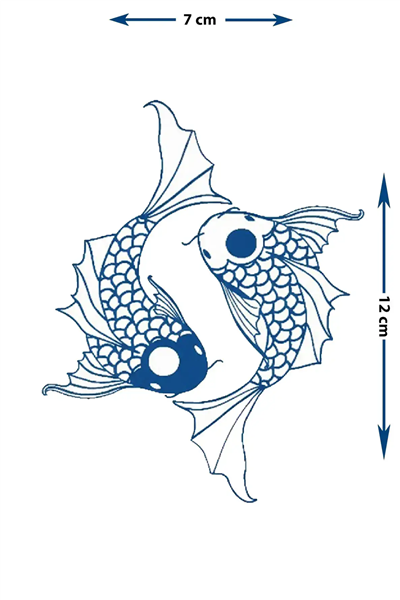 Yin Yang Koi Balıkları Yarı Kalıcı Dövme / 1 Ay Kalıcı - Uzak Doğu Temalı Sanatsal Geçici Dövme