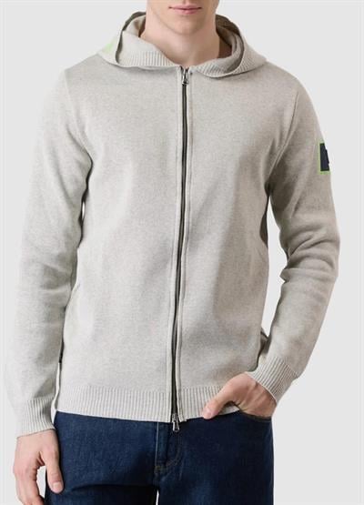 V2 Brand Made in Italy Erkek Kapüşonlu Fermuarlı Triko Hırka Mapstozıppe U007939 GRI