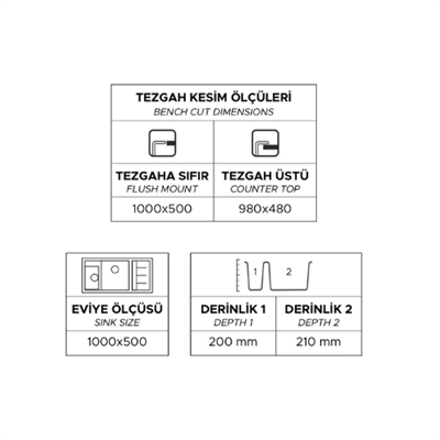 ZENDİ CASTELLO 100 GRANİT EVYE