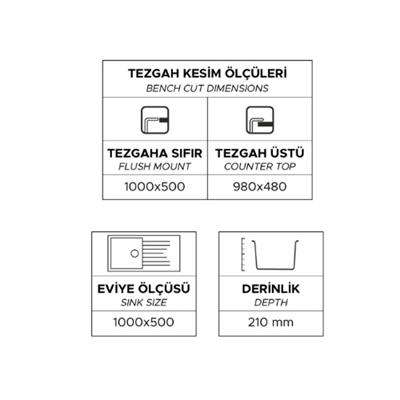 ZENDİ İSOLA 100 GRANİT EVYE