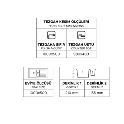 ZENDİ SANDALO 100 GRANİT EVYE