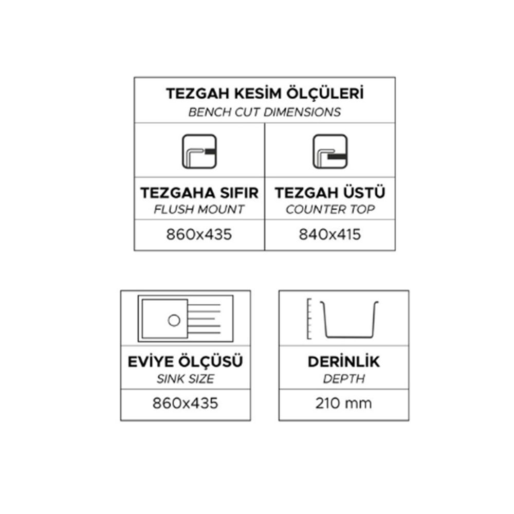 ZENDİ LAVELLO 86 GRANİT EVYE