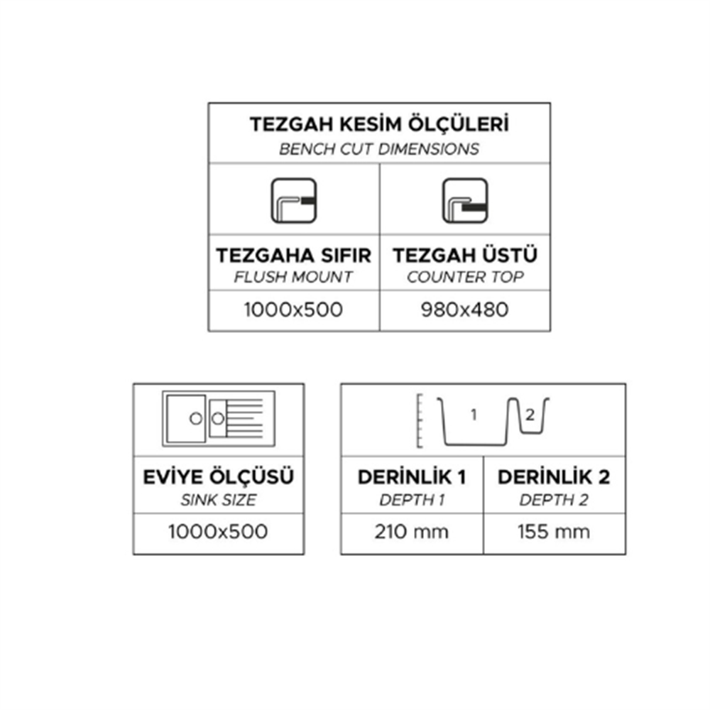ZENDİ SANDALO 100 GRANİT EVYE