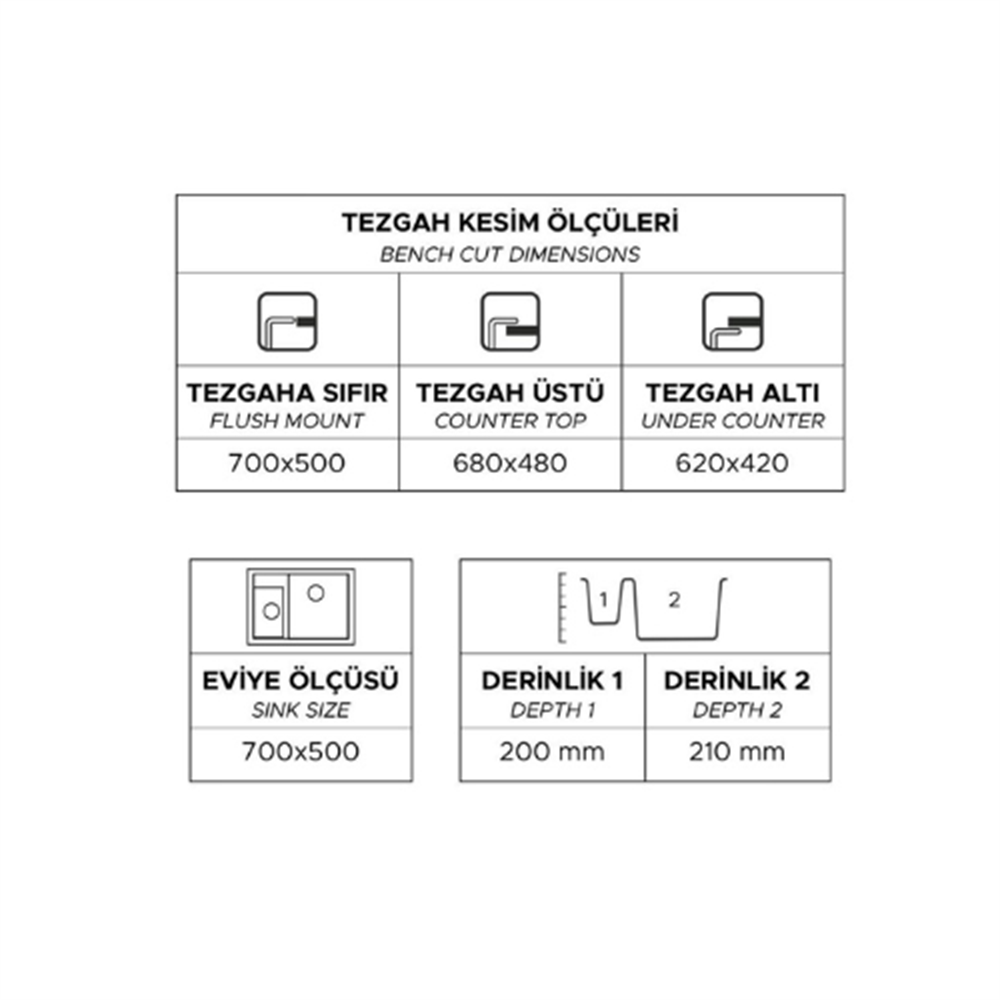 ZENDİ SELERA 76 GRANİT EVYE