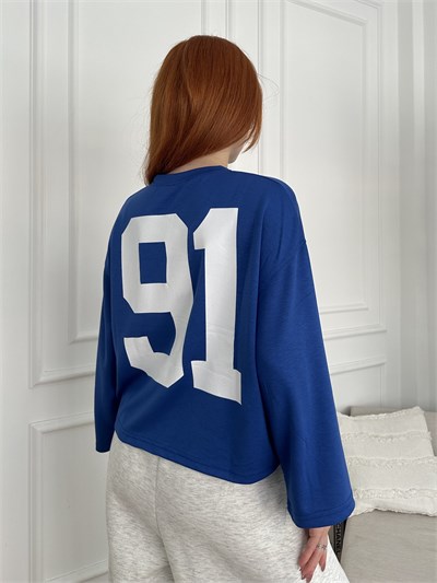 91 Baskılı Sweatshirt Saks