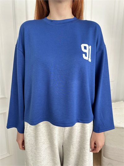 91 Baskılı Sweatshirt Saks
