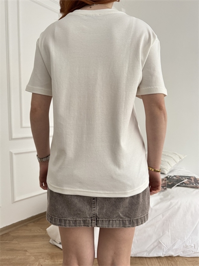 Amour Kalp Baskılı T-shirt Ekru