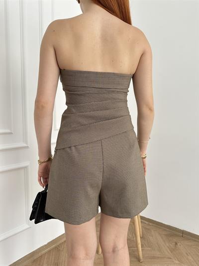 Asimetrik Bluz Kahve