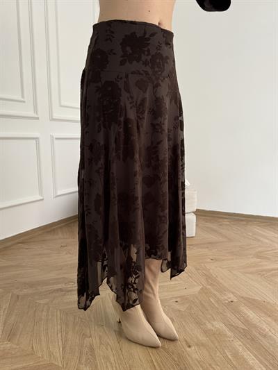 Asimetrik Etek Kahve