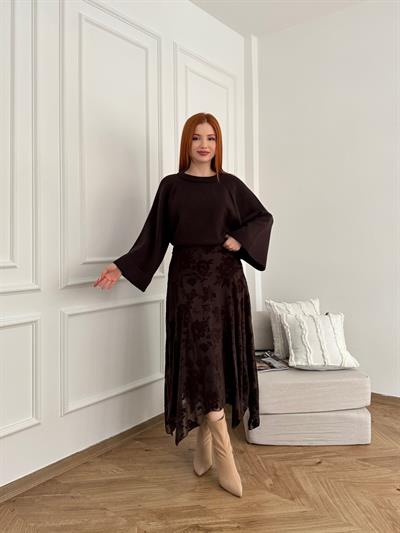 Asimetrik Etek Kahve