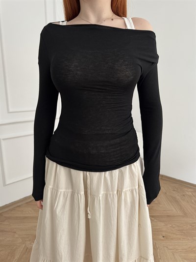 Asimetrik T-shirt Siyah