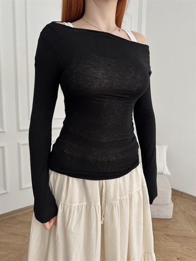 Asimetrik T-shirt Siyah