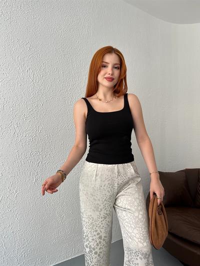 Askılı Fitilli Atlet Siyah