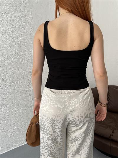 Askılı Fitilli Atlet Siyah