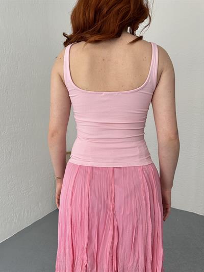 Askılı Fitilli Atlet Toz pembe