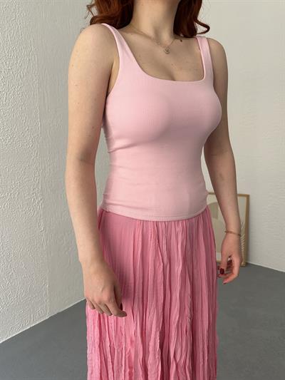 Askılı Fitilli Atlet Toz pembe