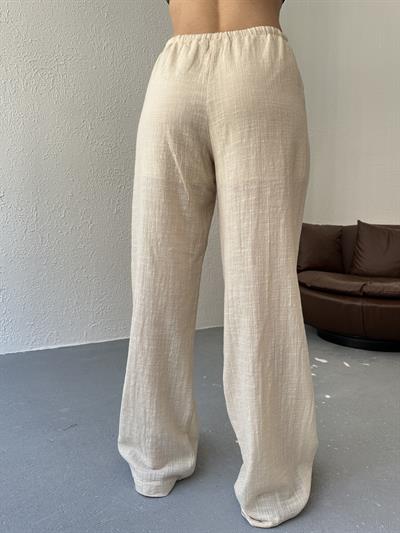 Bağcıklı Keten Pantolon Naturel