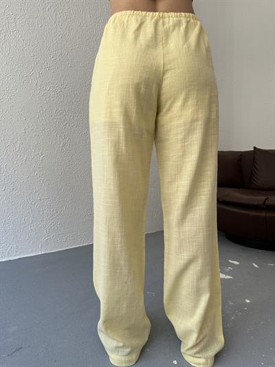 Bağcıklı Keten Pantolon Sarı